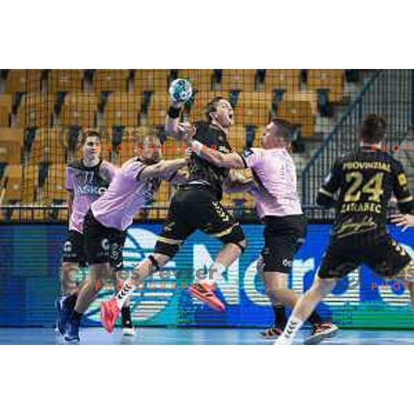 in action during EHF Champions League handball match between Celje Pivovarna Lasko and Kiel in Arena Zlatorog, Celje, Slovenia on October 1, 2020