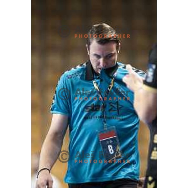 Filip Jicha, head coach of Kiel in action during EHF Champions League handball match between Celje Pivovarna Lasko and Kiel in Arena Zlatorog, Celje, Slovenia on October 1, 2020