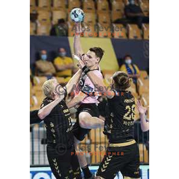 Domen Novak in action during EHF Champions League handball match between Celje Pivovarna Lasko and Kiel in Arena Zlatorog, Celje, Slovenia on October 1, 2020