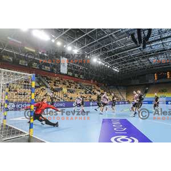 Dario Quenstedt in action during EHF Champions League handball match between Celje Pivovarna Lasko and Kiel in Arena Zlatorog, Celje, Slovenia on October 1, 2020