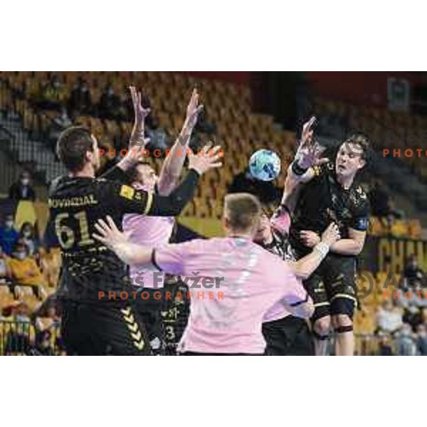 in action during EHF Champions League handball match between Celje Pivovarna Lasko and Kiel in Arena Zlatorog, Celje, Slovenia on October 1, 2020