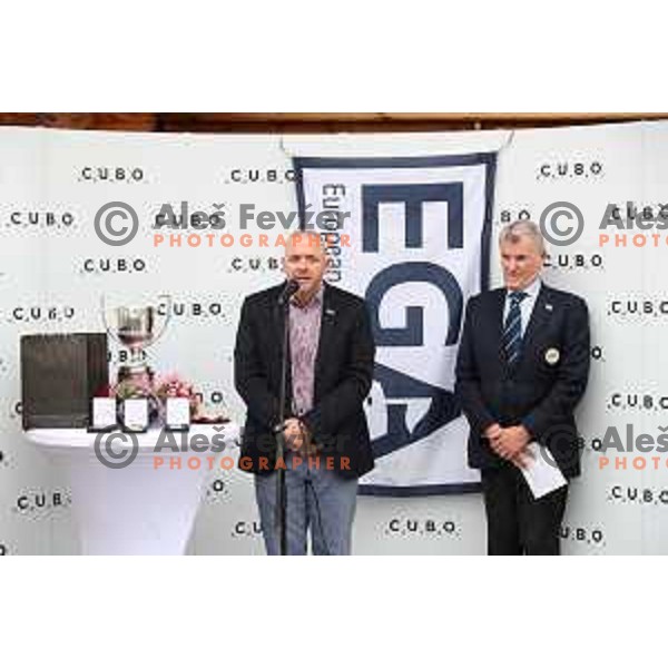 Ziga Osterc, president of Slovenian Golf Association during welcome speech at European Ladies Amateur Championship at Cubo golf course, Ljubljana, Slovenia on October 3, 2020