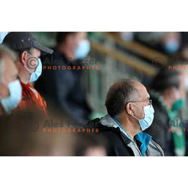 Spectators and fans with face masks during Alps League ice-hockey match between SZ Olimpija and SIJ Acroni Jesenice in Ljubljana, Slovenia on October 3, 2020