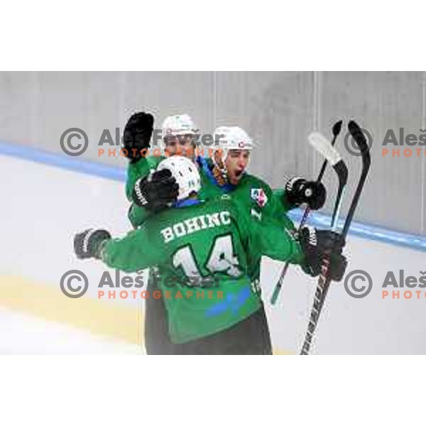 in action during Alps League ice-hockey match between SZ Olimpija and SIJ Acroni Jesenice in Ljubljana, Slovenia on October 3, 2020
