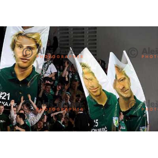 Posters of ZM Olimpija players at the stands before ice-hockey game ZM Olimpija-Red Bulls Salzburg in the Final of EBEL league, played in Ljubljana, Slovenia 20.3.2008. ZM Olimpija won the game 4:3 and leads series 3:1. Photo by Ales Fevzer 