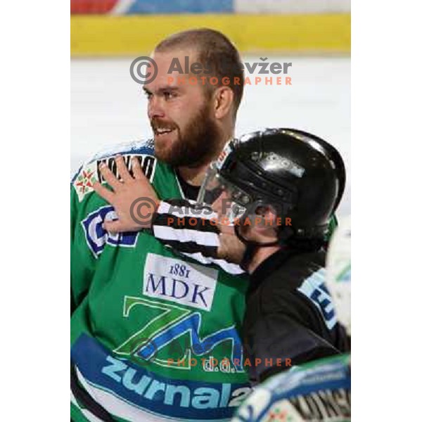 Kevin Mitchell at ice-hockey game ZM Olimpija-Red Bulls Salzburg in the Final of EBEL league, played in Ljubljana, Slovenia 20.3.2008. ZM Olimpija won the game 4:3 and leads series 3:1. Photo by Ales Fevzer 