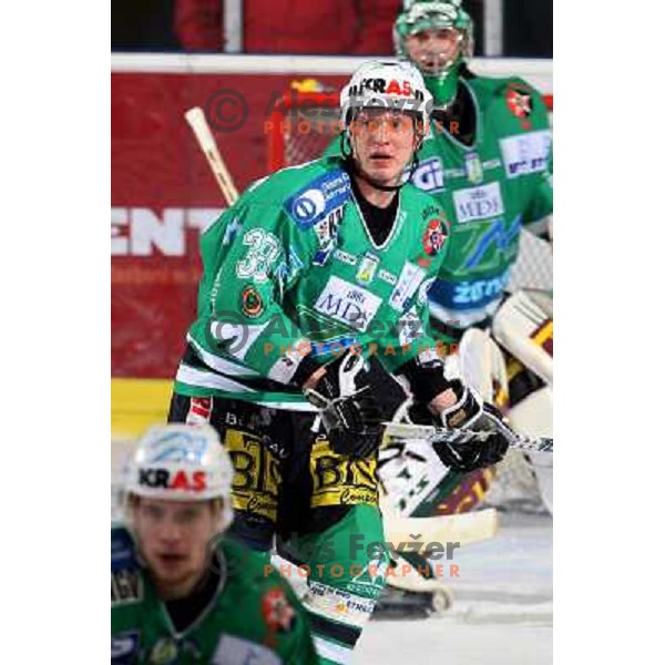 Pasi Petrilainen at ice-hockey game ZM Olimpija-Red Bulls Salzburg in the Final of EBEL league, played in Ljubljana, Slovenia 20.3.2008. ZM Olimpija won the game 4:3 and leads series 3:1. Photo by Ales Fevzer 