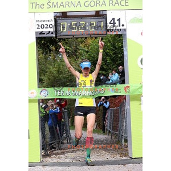 Mojca Koligar, winner of Smarna gora mountain race in women\'s category in Ljubljana, Slovenia on October 10, 2020