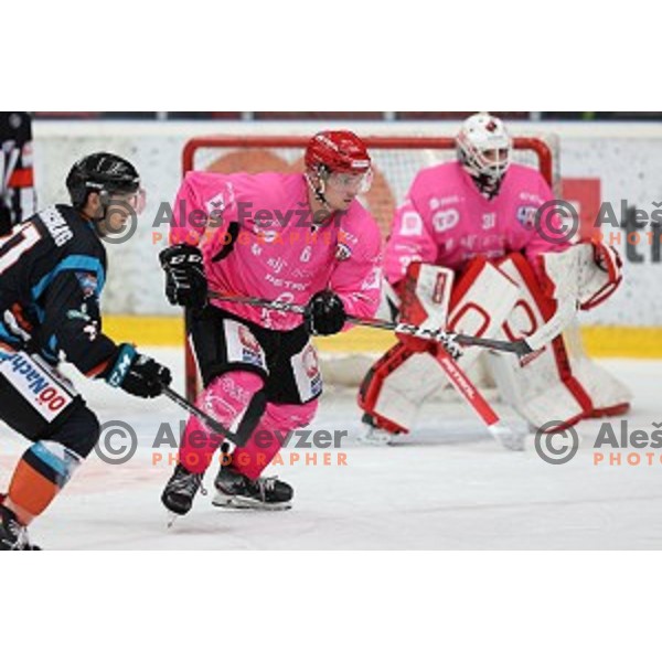 Nik Sirovnik of SIJ Acroni Jesenice during Alps league ice-hockey match between SIJ Acroni Jesenice and Steel Wings Linz in Podmezakla Hall, Jesenice, Slovenia on October 10, 2020