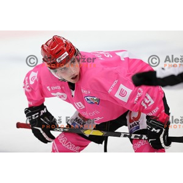 Gasper Sersen of SIJ Acroni Jesenice during Alps league ice-hockey match between SIJ Acroni Jesenice and Steel Wings Linz in Podmezakla Hall, Jesenice, Slovenia on October 10, 2020