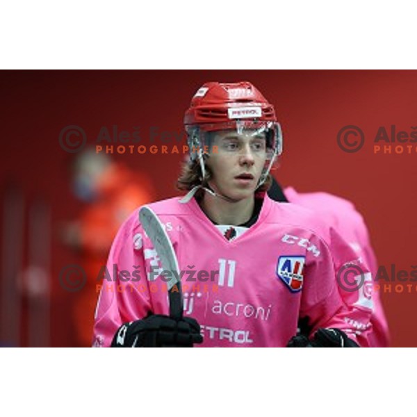 Anze Podrekar of SIJ Acroni Jesenice during Alps league ice-hockey match between SIJ Acroni Jesenice and Steel Wings Linz in Podmezakla Hall, Jesenice, Slovenia on October 10, 2020