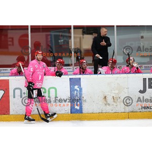 Andrej Tavzelj of SIJ Acroni Jesenice during Alps league ice-hockey match between SIJ Acroni Jesenice and Steel Wings Linz in Podmezakla Hall, Jesenice, Slovenia on October 10, 2020