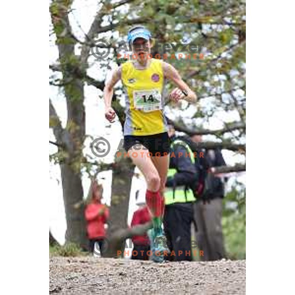 Mojca Koligar, winner of Smarna gora mountain race in women\'s category in Ljubljana, Slovenia on October 10, 2020