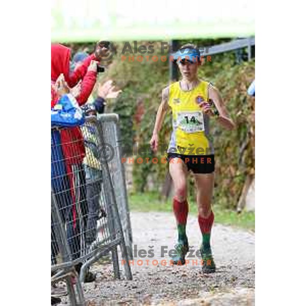 Mojca Koligar, winner of Smarna gora mountain race in women\'s category in Ljubljana, Slovenia on October 10, 2020