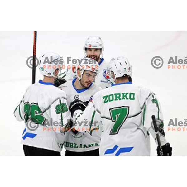 Luka Ulamec SZ Olimpija in action during Alps League ice-hockey match between SZ Olimpija and Steel Wings Linz in Ljubljana, Slovenia on October 17, 2020