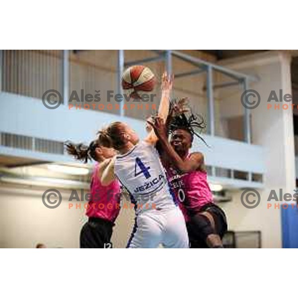 in action during 1.SKL Women basketball match between Jezica and Cinkarna Celje in Ljubljana, Slovenia on October 17, 2020