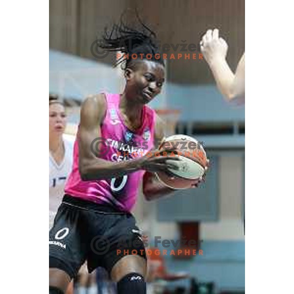 in action during 1.SKL Women basketball match between Jezica and Cinkarna Celje in Ljubljana, Slovenia on October 17, 2020