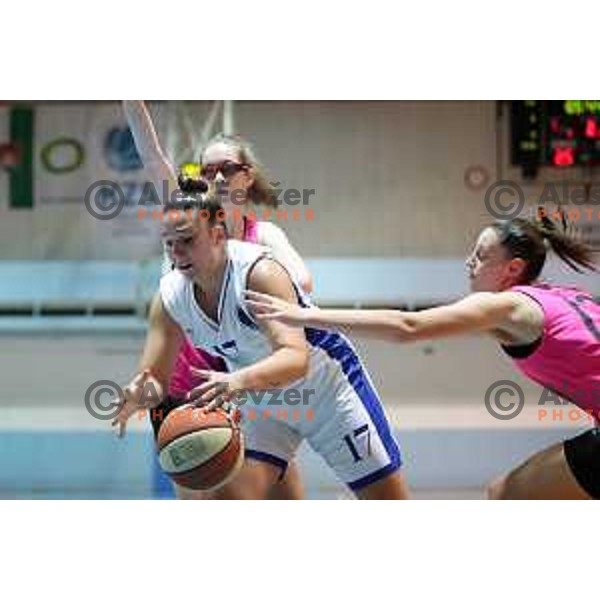 Ana Saric in action during 1.SKL Women basketball match between Jezica and Cinkarna Celje in Ljubljana, Slovenia on October 17, 2020