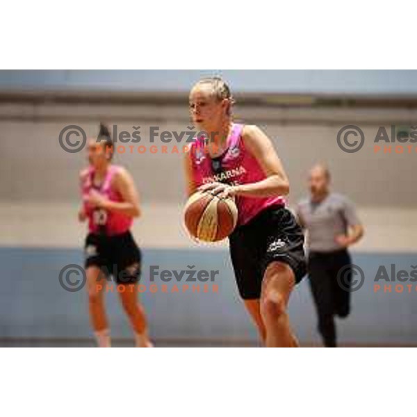 in action during 1.SKL Women basketball match between Jezica and Cinkarna Celje in Ljubljana, Slovenia on October 17, 2020