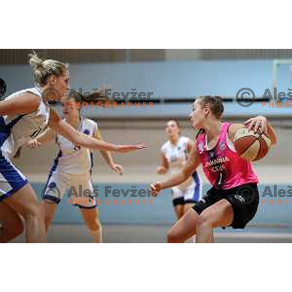 in action during 1.SKL Women basketball match between Jezica and Cinkarna Celje in Ljubljana, Slovenia on October 17, 2020