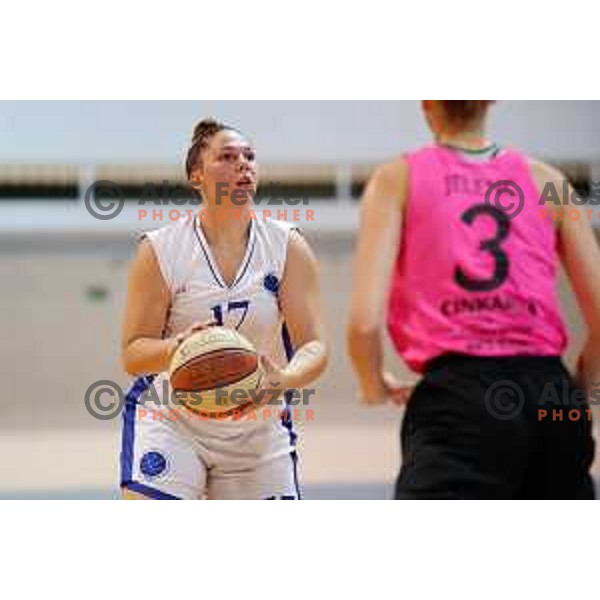 Ana Saric in action during 1.SKL Women basketball match between Jezica and Cinkarna Celje in Ljubljana, Slovenia on October 17, 2020