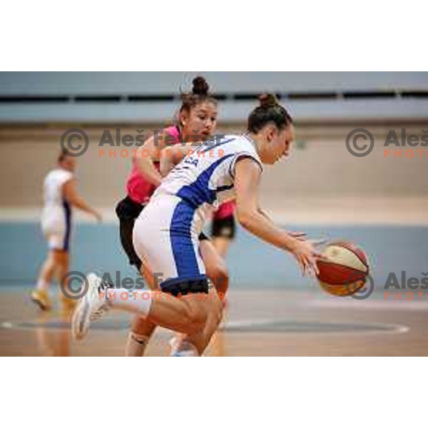 in action during 1.SKL Women basketball match between Jezica and Cinkarna Celje in Ljubljana, Slovenia on October 17, 2020