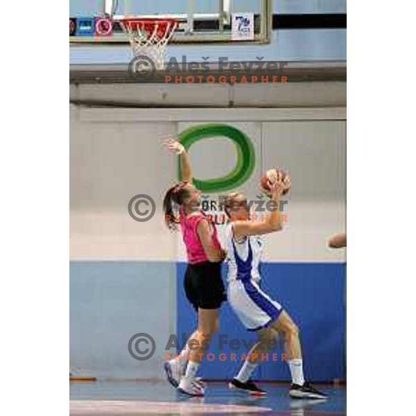 in action during 1.SKL Women basketball match between Jezica and Cinkarna Celje in Ljubljana, Slovenia on October 17, 2020