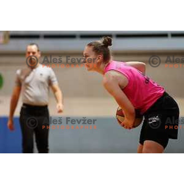 in action during 1.SKL Women basketball match between Jezica and Cinkarna Celje in Ljubljana, Slovenia on October 17, 2020