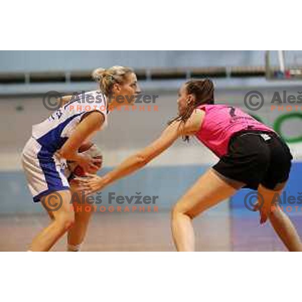 in action during 1.SKL Women basketball match between Jezica and Cinkarna Celje in Ljubljana, Slovenia on October 17, 2020