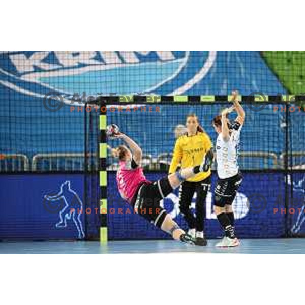 Valentina Klemencic in action during EHF Champions League Women 2020-2021 handball match between Krim Mercator (SLO) and Bietigheim (GER) in SRC Stozice, Ljubljana, Slovenia on October 17, 2020