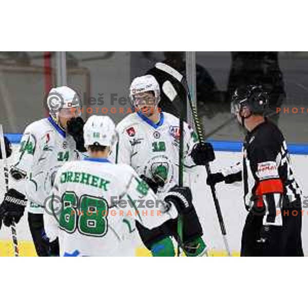 Nik Simsic of SZ Olimpija in action during Alps League ice-hockey match between SZ Olimpija and Steel Wings Linz in Ljubljana, Slovenia on October 17, 2020