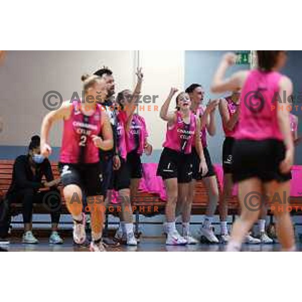 in action during 1.SKL Women basketball match between Jezica and Cinkarna Celje in Ljubljana, Slovenia on October 17, 2020
