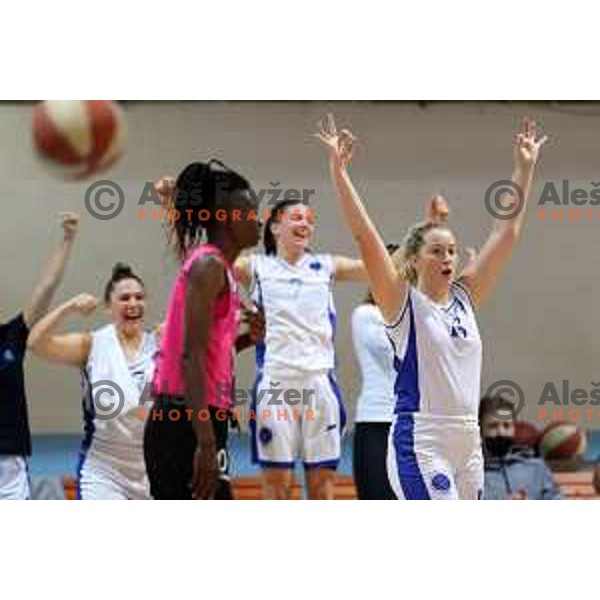 in action during 1.SKL Women basketball match between Jezica and Cinkarna Celje in Ljubljana, Slovenia on October 17, 2020