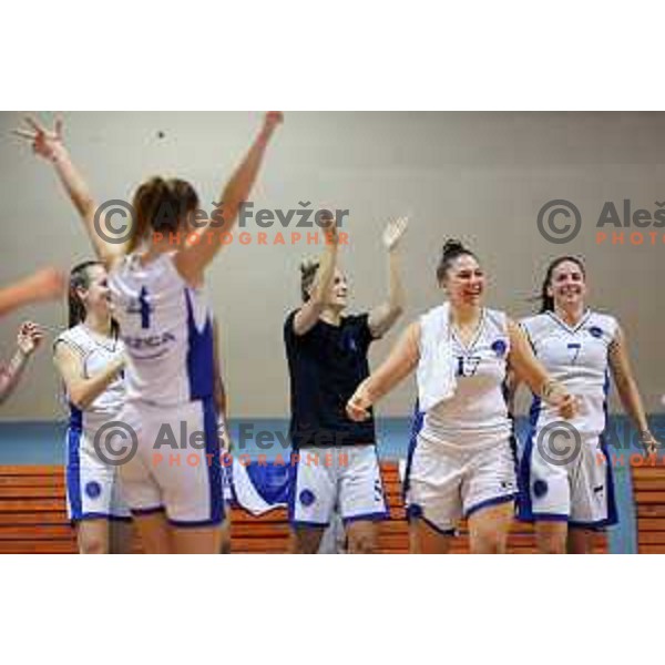 Ana Saric in action during 1.SKL Women basketball match between Jezica and Cinkarna Celje in Ljubljana, Slovenia on October 17, 2020