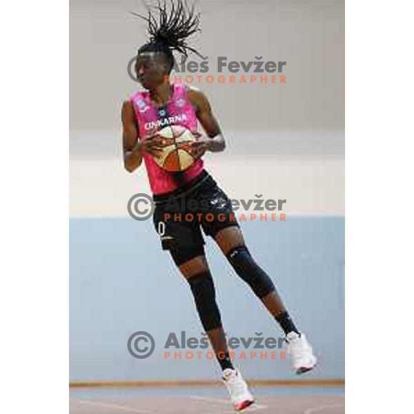 in action during 1.SKL Women basketball match between Jezica and Cinkarna Celje in Ljubljana, Slovenia on October 17, 2020