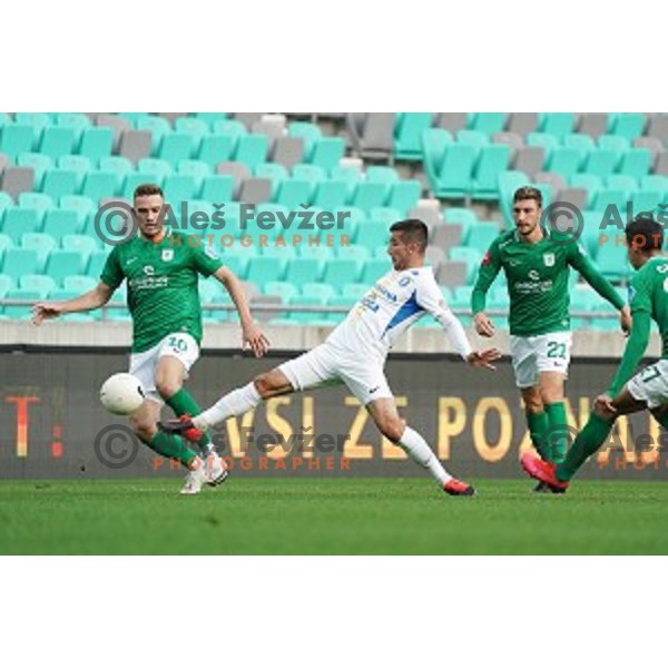 Timi Max Elsnik and Luka Kerin in action during Prva Liga Telekom Slovenije 2020-2021 football match between Olimpoija and Celje in SRC Stozice, Ljubljana, Slovenia on October 18, 2020
