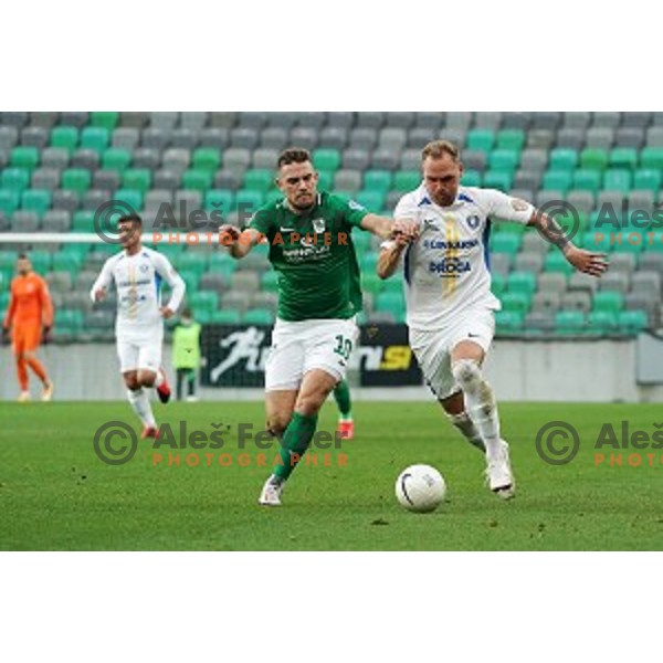 Timi Max Elsnik and Zan Benedicic during Prva Liga Telekom Slovenije 2020-2021 football match between Olimpija and Celje in SRC Stozice, Ljubljana, Slovenia on October 18, 2020