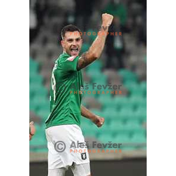 Miral Samardzic celebrates goal during Prva Liga Telekom Slovenije 2020-2021 football match between Olimpija and Celje in SRC Stozice, Ljubljana, Slovenia on October 18, 2020