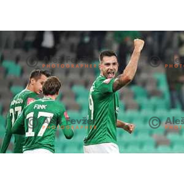 Miral Samardzic celebrates goal during Prva Liga Telekom Slovenije 2020-2021 football match between Olimpija and Celje in SRC Stozice, Ljubljana, Slovenia on October 18, 2020