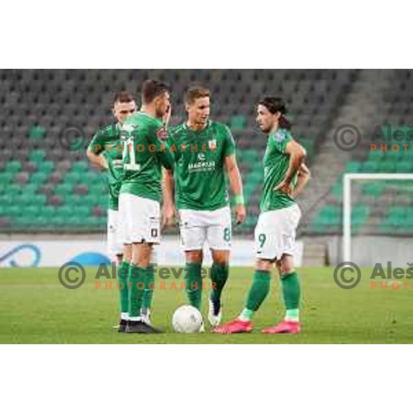Luka Marin, Uros Korun and Ante Vukusic during Prva Liga Telekom Slovenije 2020-2021 football match between Olimpija and Celje in SRC Stozice, Ljubljana, Slovenia on October 18, 2020