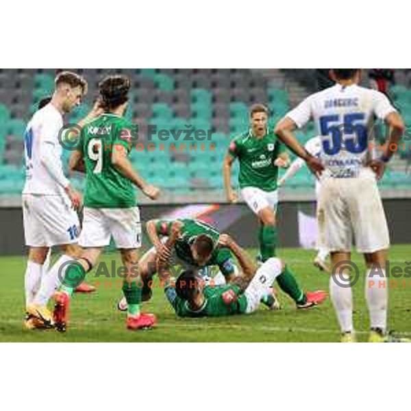 Miral Samardzic celebrates goal during Prva Liga Telekom Slovenije 2020-2021 football match between Olimpija and Celje in SRC Stozice, Ljubljana, Slovenia on October 18, 2020