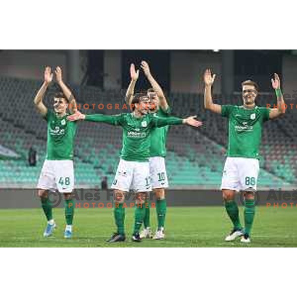 Jan Andrejasic, Matic Fink, Timi Max Elsnik and Uros Korun during Prva Liga Telekom Slovenije 2020-2021 football match between Olimpija and Celje in SRC Stozice, Ljubljana, Slovenia on October 18, 2020