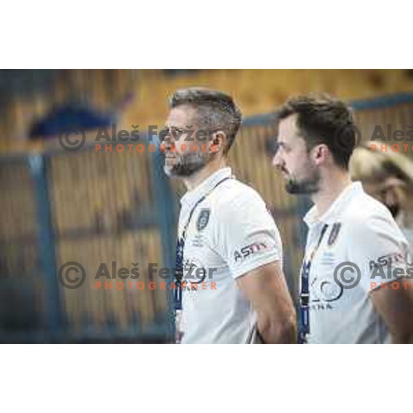 Tomaz Ocvirk, head coach of Celje PL during EHF Champions League handball match between RK Celje Pivovarna Lasko and Motor Zaporozhye in Arena Zlatorog, Celje, Slovenia on October 28, 2020