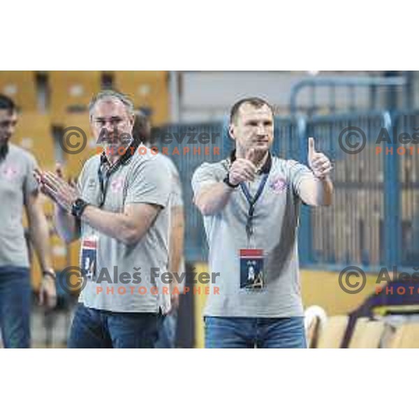 Gintaras Savukynas, head coach of Motor Zaporozhye during EHF Champions League handball match between RK Celje Pivovarna Lasko and Motor Zaporozhye in Arena Zlatorog, Celje, Slovenia on October 28, 2020