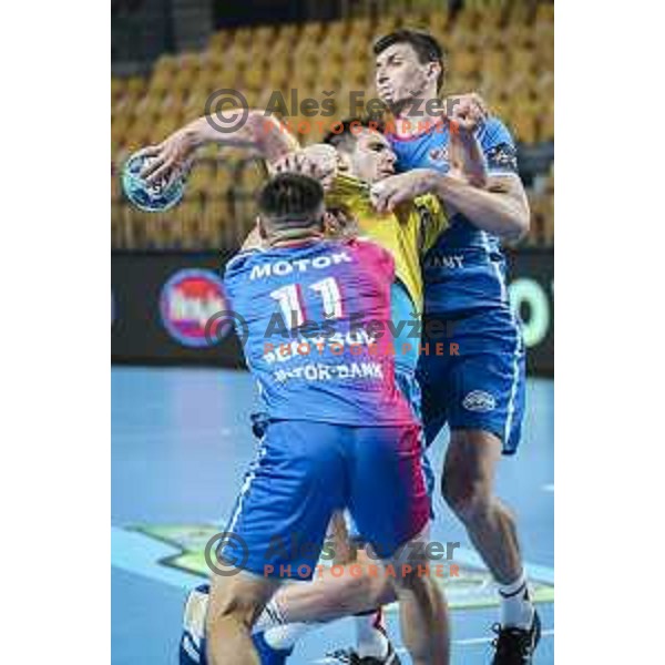 Josip Sarac in action during EHF Champions League handball match between RK Celje Pivovarna Lasko and Motor Zaporozhye in Arena Zlatorog, Celje, Slovenia on October 28, 2020