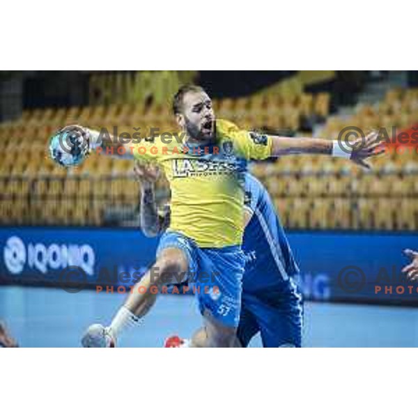 Patrik Leban in action during EHF Champions League handball match between RK Celje Pivovarna Lasko and Motor Zaporozhye in Arena Zlatorog, Celje, Slovenia on October 28, 2020