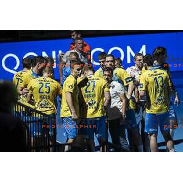 in action during EHF Champions League handball match between RK Celje Pivovarna Lasko and Motor Zaporozhye in Arena Zlatorog, Celje, Slovenia on October 28, 2020