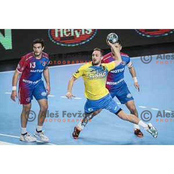 Patrik Leban in action during EHF Champions League handball match between RK Celje Pivovarna Lasko and Motor Zaporozhye in Arena Zlatorog, Celje, Slovenia on October 28, 2020