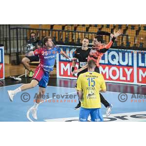 Filip Ivic in action during EHF Champions League handball match between RK Celje Pivovarna Lasko and Motor Zaporozhye in Arena Zlatorog, Celje, Slovenia on October 28, 2020