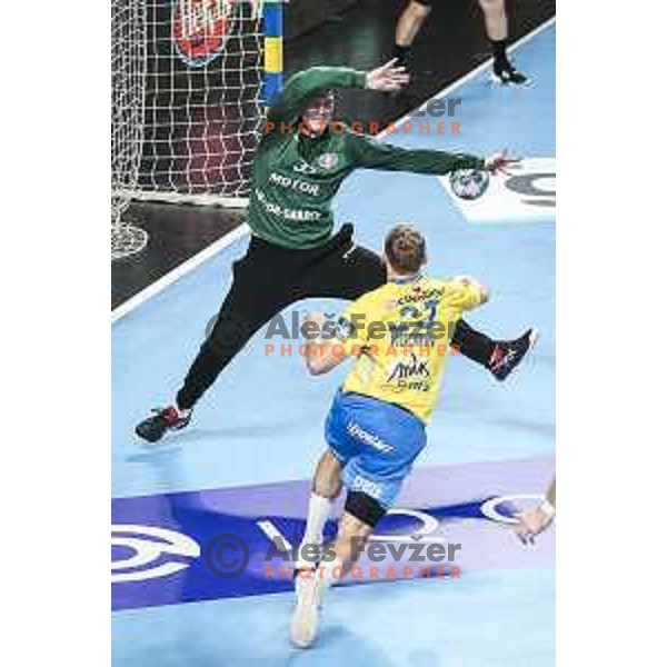 Ivan Maroz in action during EHF Champions League handball match between RK Celje Pivovarna Lasko and Motor Zaporozhye in Arena Zlatorog, Celje, Slovenia on October 28, 2020